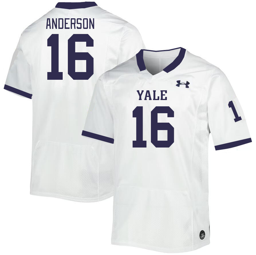 Men-Youth #16 Damian Anderson Yale Bulldogs 2023 College Football Jerseys Stitched-White